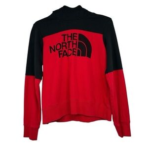 The North Face Women’s M Red Black Fleece Logo Hoodie Pullover NF0A3X75